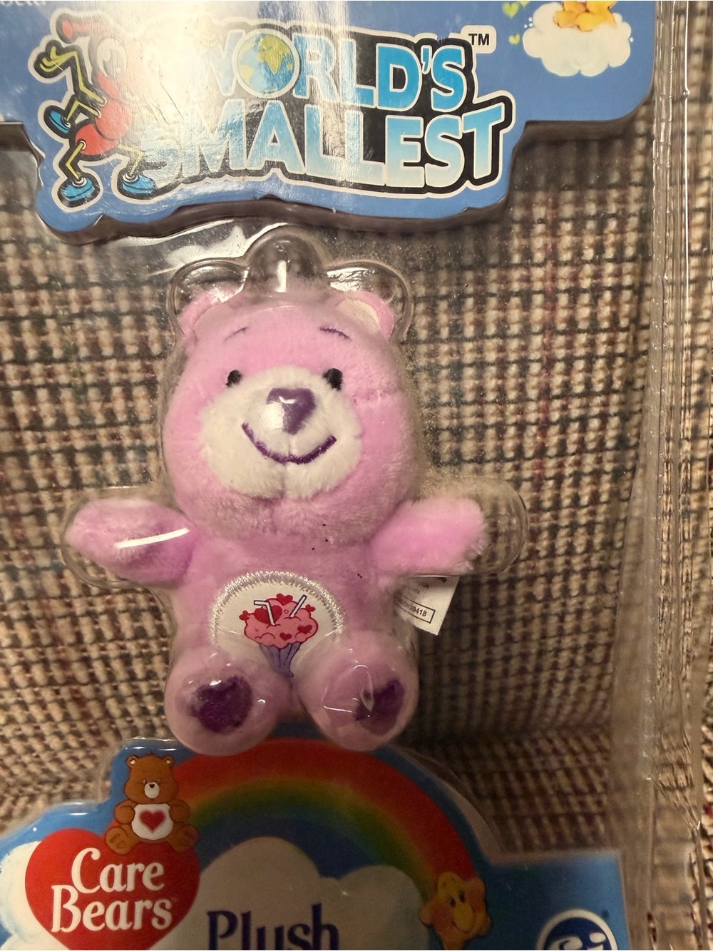 Care Bears, Share bear - Lavender/Pink Care Bear with Heart Bouquet Belly Badge